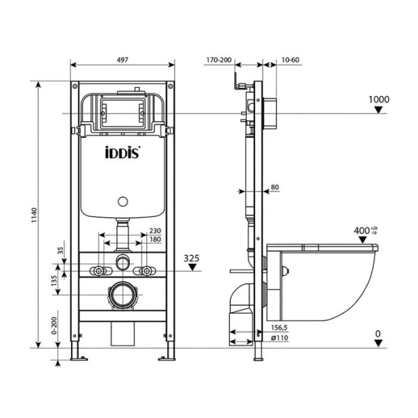 Система инсталляции IDDIS Optima Home 2 в 1 инст. и клавиша смыва OPH00MBi32K черная