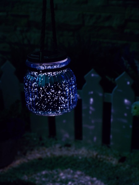 Светильник сад. на солнеч.батарее USL-M-210/GN120 BLUE JAR, тепл.бел.свет, IP44, UL-00003208