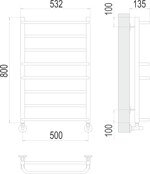 Полотенцесушитель Евромикс П8 80х50 Terminus