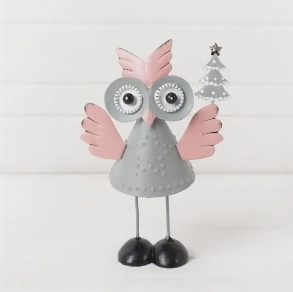 Фигура декоратив. Сова с ёлкой серая, метал., 15*11 см, 743/89092 IRIS
