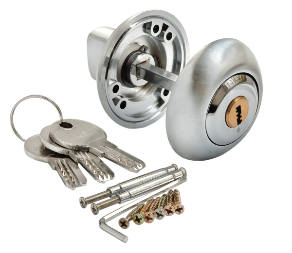 Завертка Морелли с ключевым цилиндром MH-CYL SC/CP матовый хром/хром