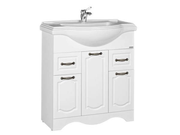 Мебель д/ванной Классика RICH 80 тумба Белое Дерево 2ящ. БЕЗ УМДомино