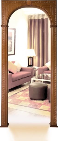 Арка "Греция" ПВХ Каштан африканский  760-1500*190*2300   широкий наличник, б/плинтуса