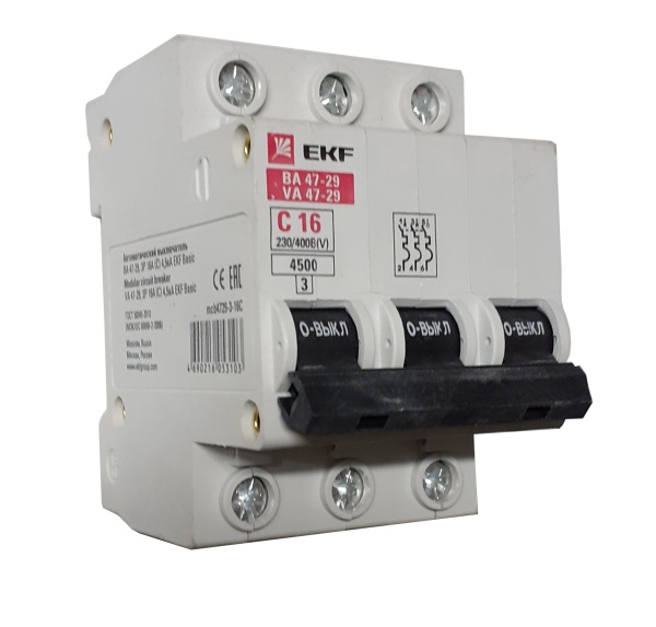Выключатель автомат 3полюс 32А С ВА47-29 4.5кА Basic EKF