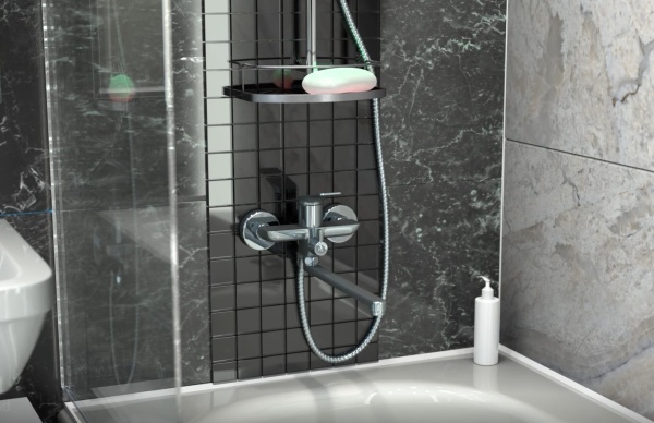 Смеситель ванна/душ OSGARD SOLEN BLACK A58223 черный с длинным изливом