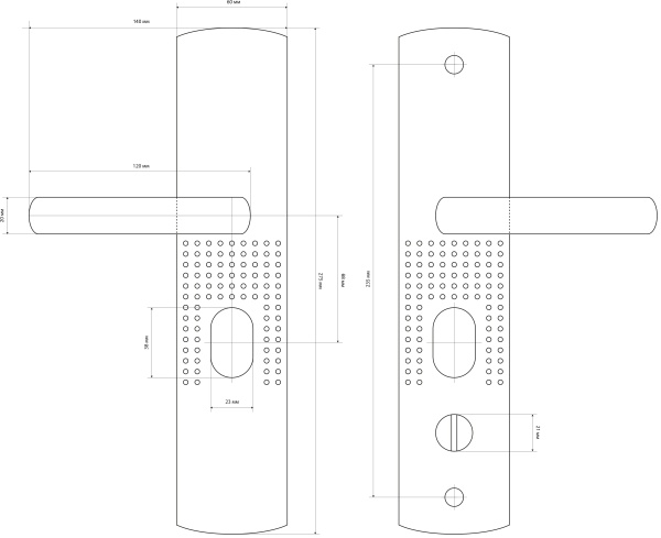 Комплект ручек СТАНДАРТ РН-СТ222-L универс. левая для кит.металл дверей 7836