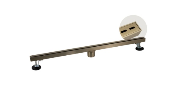 Трап САНАКС из нержавеющей стали 800*32 мм, золото, линейный, верт., щелевой, двухсторон.реш.(40064)