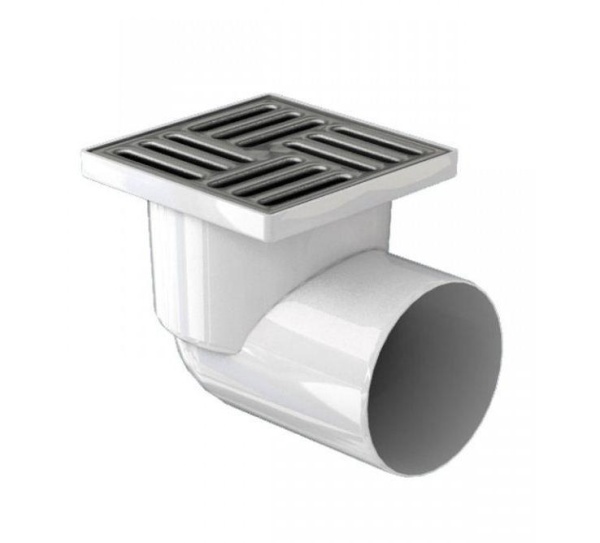 Трап 110 с горизонтальным спуском метал.решетка 150*150