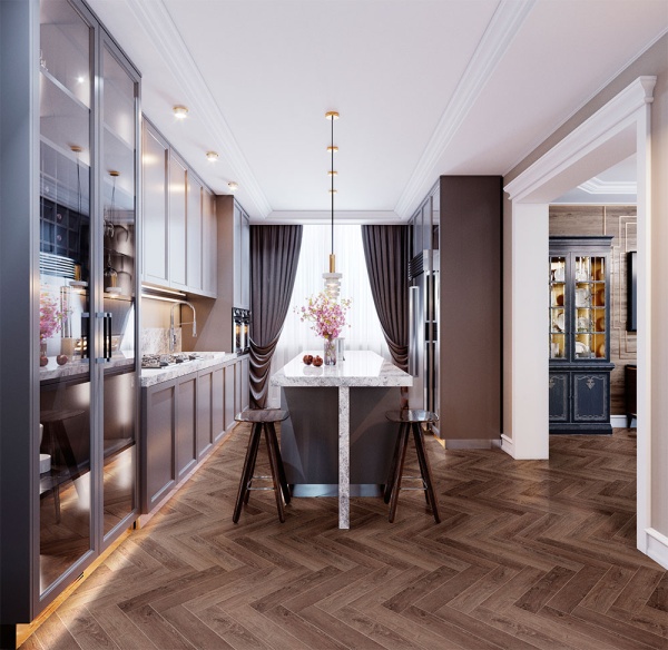 Кварцвиниловый ламинат SPC CRONAFLOOR Елочка Дуб Тулуза H-001 640*128*4.5мм (упак16шт/1,31кв) замок ОП47