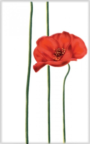 Плитка 250*400 Киров Мак красный 340043 декор