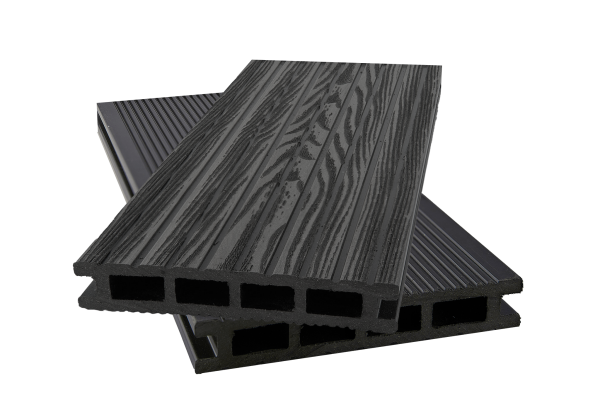 Террасная доска ДПК 26*150*4000мм TAVOLA ECO Винтаж 3D вельвет крупный брашированная черный 
