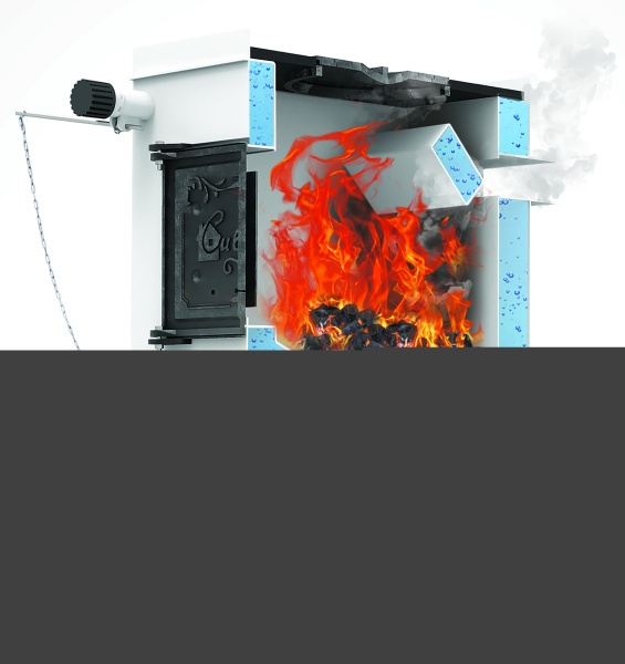 Котел твердотопливный КВО-15 варочная плита, D150, 150м2, 1атм, НМК