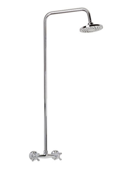 Смеситель  ОПТИМА душевая кабина ЛАТУНЬ со стойкой, тропический душ, OB5109