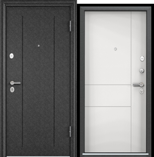 Дверь металл DELTA 100 960*2050*90 Черный шелк DL2/Белый D25,  мин.плита/пенополистирол, правая Акция 15%