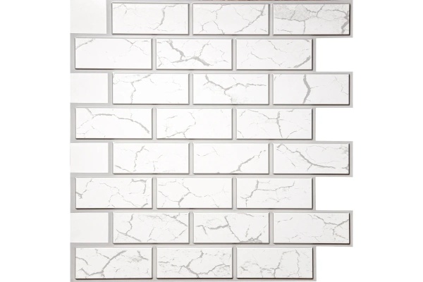 Панели ПВХ Белый кирпич с серыми швами 3D МАТТОНЕ СИТИ 600*600*8 мм