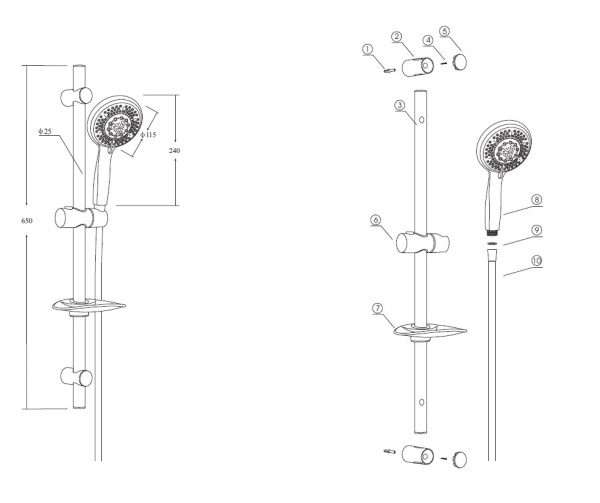 Душевая стойка OSGARD Lovelace с 5ти режимной лейкой 115 мм черный 90717